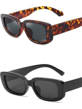 Trendy Rectangle Lens Leopard Sunglasses Women Men Retro Square Fashion Shades